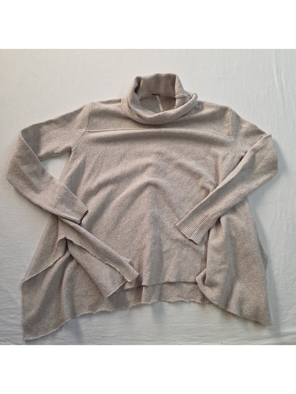 Free People Sweater Womens Small Sand Lagenlook Oversized Turtleneck
